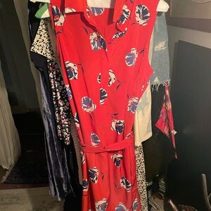 Floral Red Sleeveless Dress